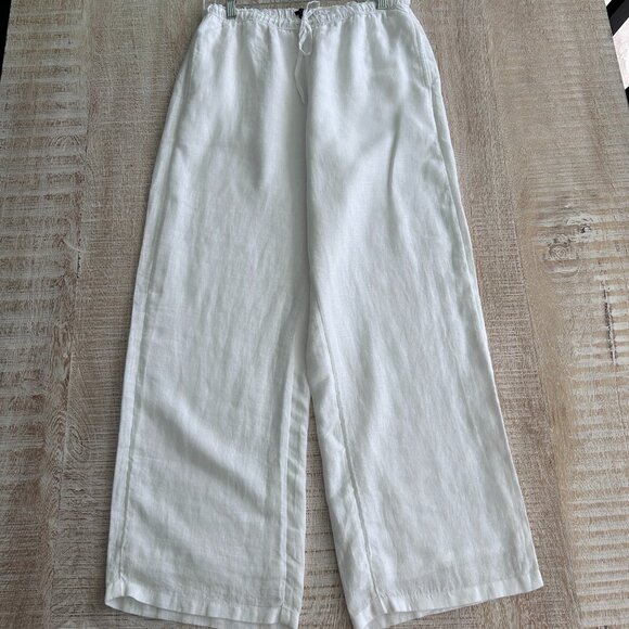 J.Crew Soleil Pant Linen White Straight Leg Size Small - Picture 6 of 11
